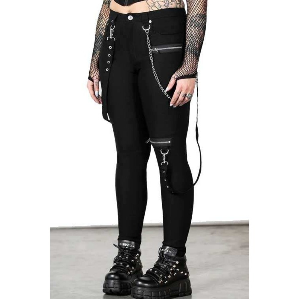 killstar‎ the rave skinny strappy goth trousers